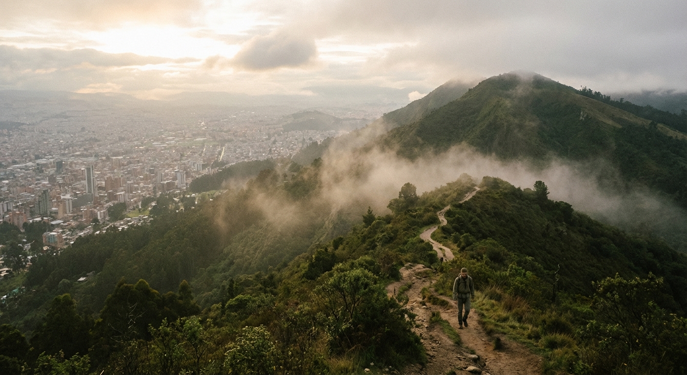 Cerros orientales en la mañana, atmósfera editorial