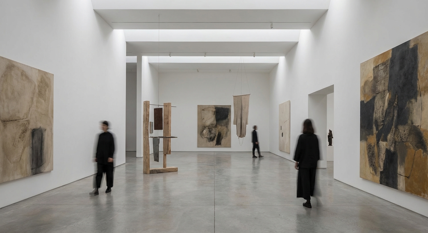 Interior de museo o galería en Bogotá, estética editorial