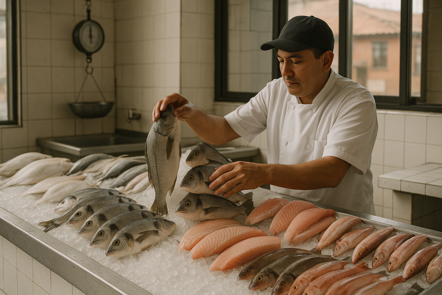 Pescado fresco en mercado de Bogotá